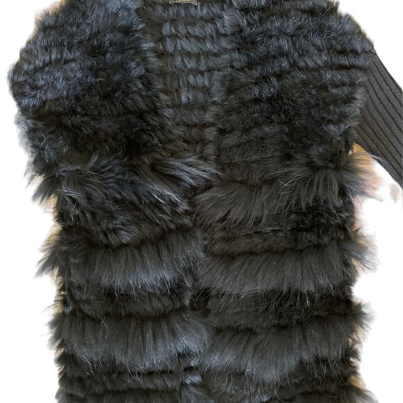 Liu Jo - Open Front Rib Sleeve Fluffy Knit Cardigan in Black - Picture 2 of 5